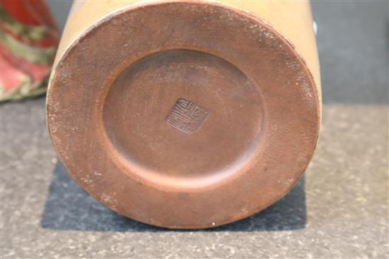 A Chinese Yixing brush pot, H. 13.5cm